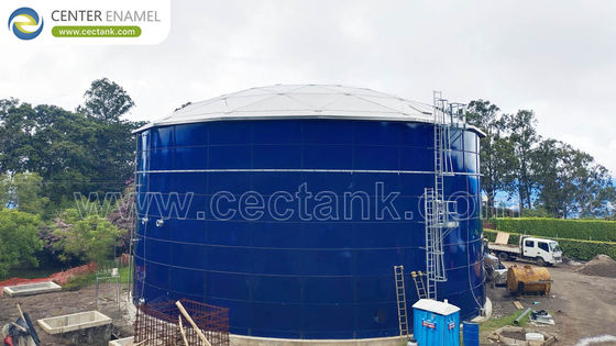 Tangki penyimpanan cairan baja berlapis kaca dengan atap FRP ¢ Solusi tahan lama dan tahan korosi