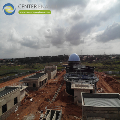 Atap Membran Ganda untuk Instalasi Pengolahan Air Limbah: Menutupi air limbah untuk menangkap dan menyimpan biogas