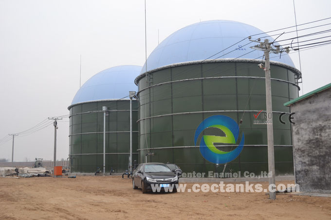 Enamel Biogas Septic Tank / Storage Tank Dengan Atap Membran Ganda 6.0Mohs 0